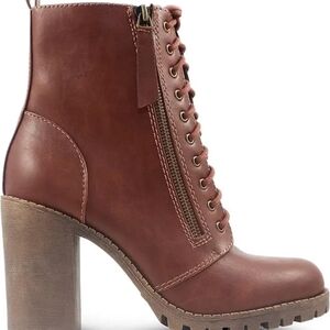MARCO Republic Brown Lace-Up Ankle Boots With Zipper